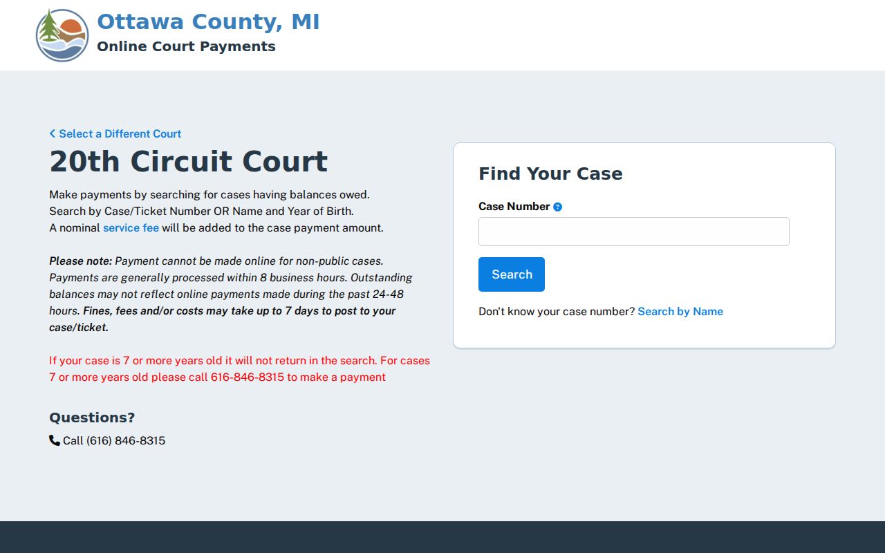 Ottawa County case search Circuit Court WebTecs case-number interface