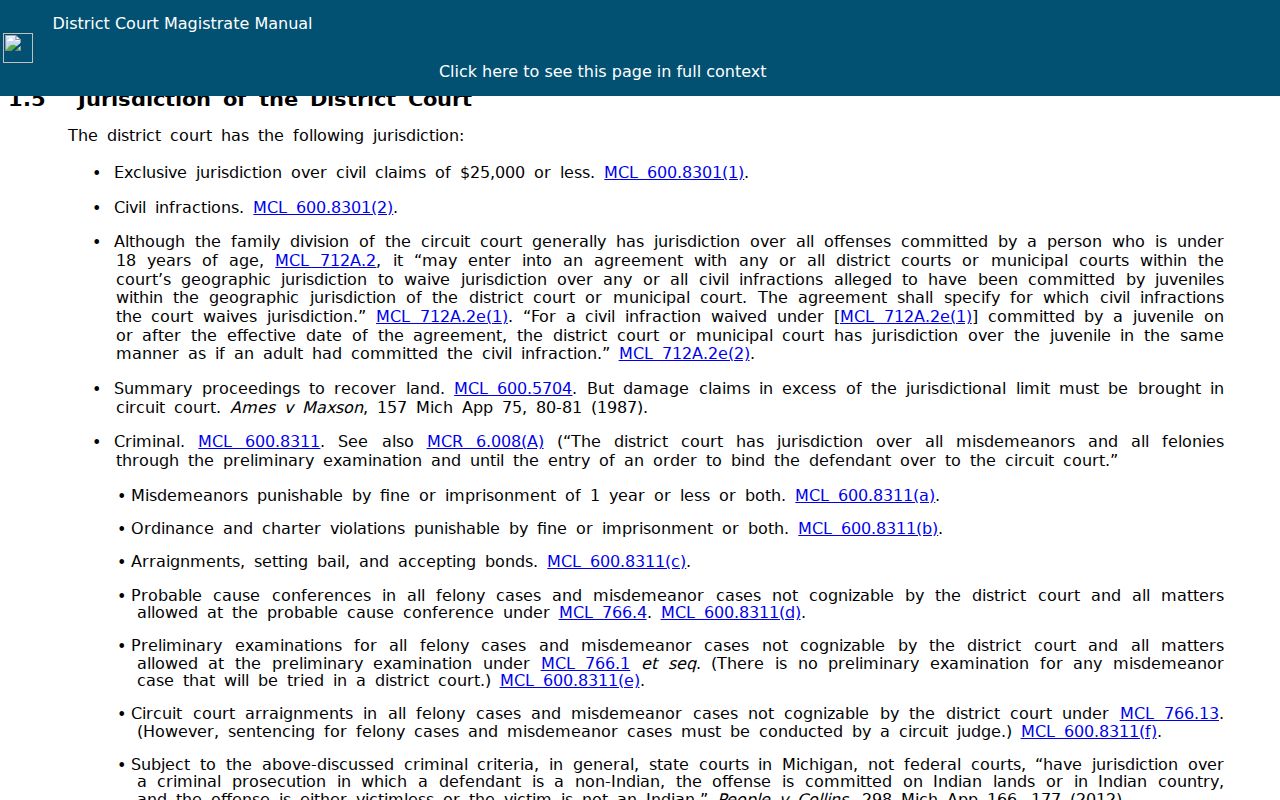 Michigan court records material supporting Ottawa civil docket jurisdiction