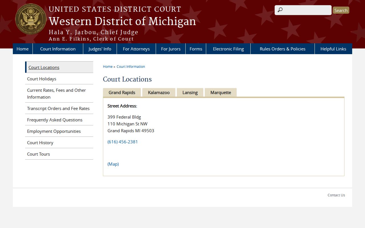 Holland court docket federal court location boundary source