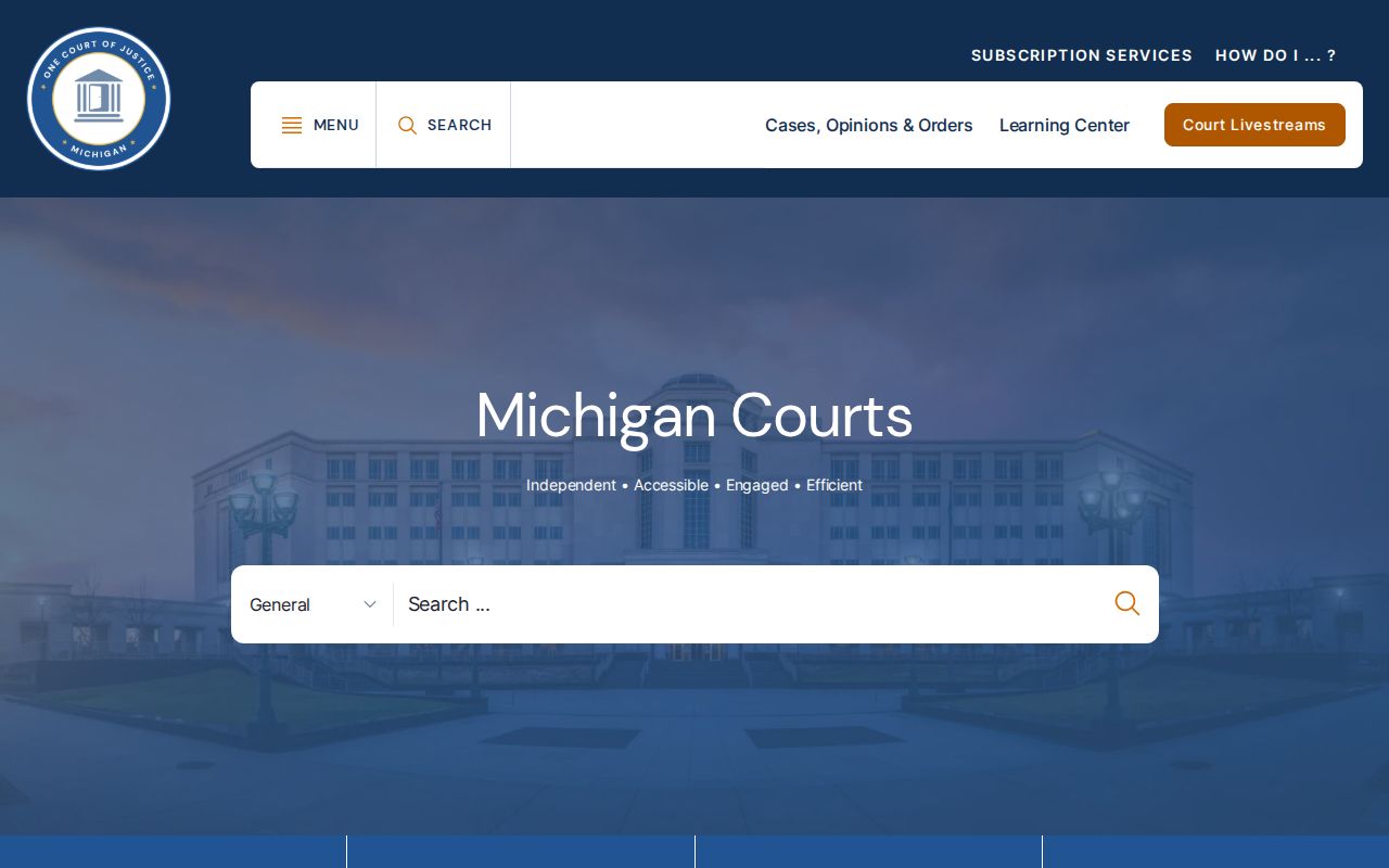 Michigan court information supporting Hudsonville court docket routing