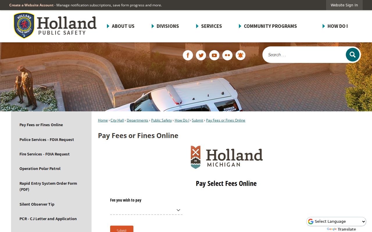 Ottawa County traffic court records Holland official non-parking citation direction